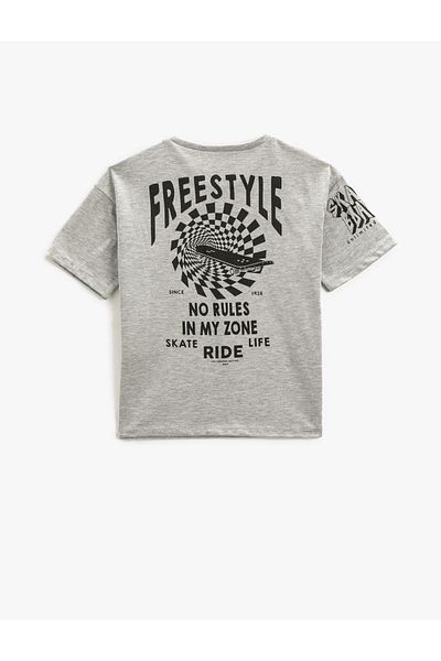 Koton Tricou cu mânecă scurtă cu gât crew imprimat pe spate