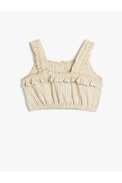 Koton Crop Blouse Strap Frill Buttoned