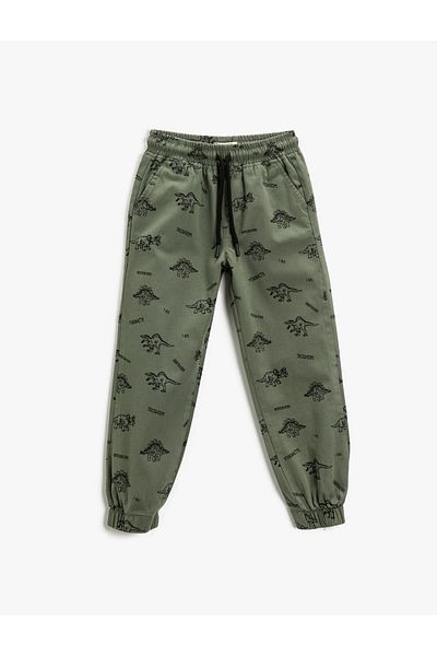 Koton Jogger Pants Dinosaur Printed Pocket Tie Waist Cotton