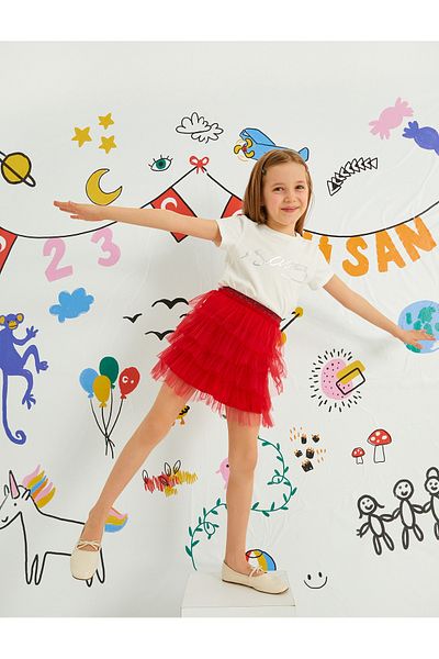 Koton Tutu Skirt Elastic Waist Layered Lined