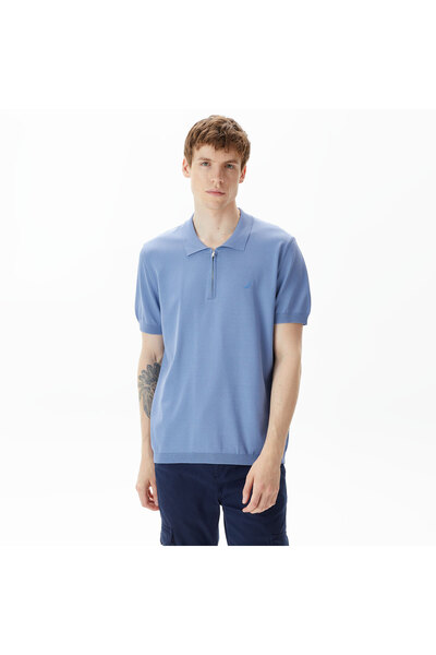 Nautica Men's Blue Classic Fit Short Sleeve Sweater