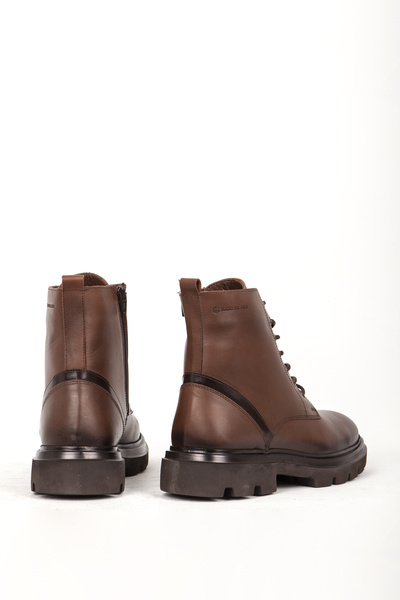 Hammer Jack Ανδρικές δερμάτινες μπότες με χοντρή σόλα με φερμουάρ - Hj 23705m καφέ