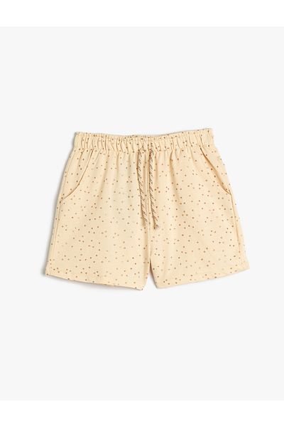 Koton Shorts Tie Waist Elastic Pocket Glitter Polka Dot Patterned Cotton