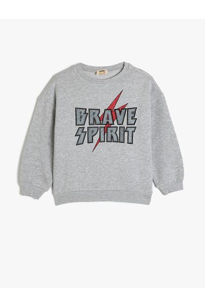 Koton Slogan Printed Long Sleeve Crew Neck Sweatshirt