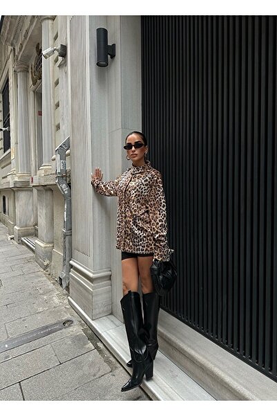 Store LEOPAR DESEN SÜET GÖMLEK