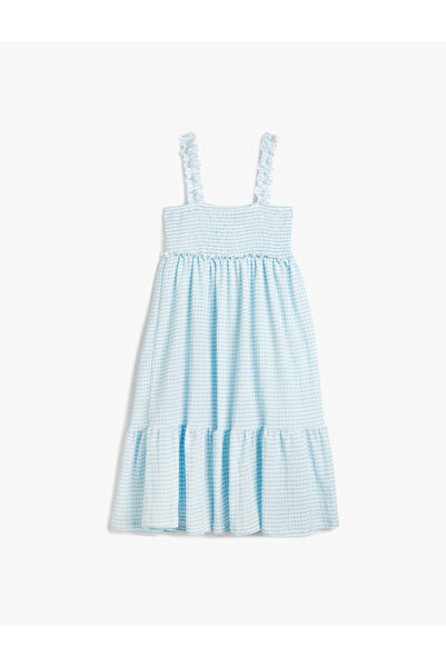 Koton Dress Midi Strap Gipe Detailed Checked Comfortable Cut