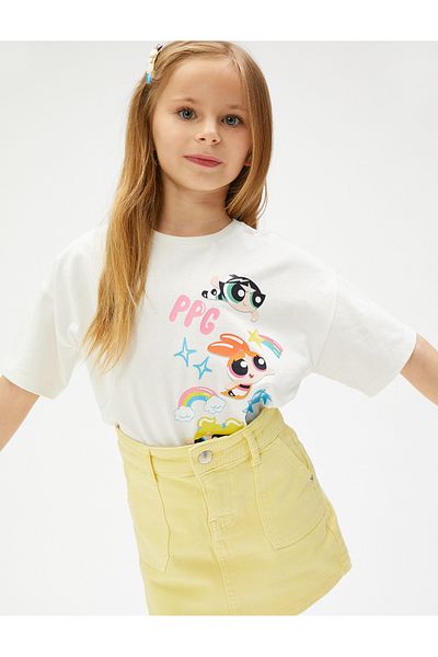 Koton تي شيرت Powerpuff Girls بأكمام قصيرة ورقبة دائرية من القطن