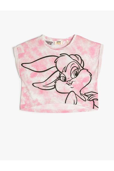 Koton Lola Bunny T-Shirt Licensed Oversize Crew Neck Batik Patterned