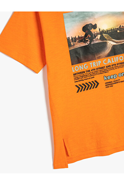 Koton T-shirt z krótkim rękawem i okrągłym dekoltem, z nadrukiem, bawełniany