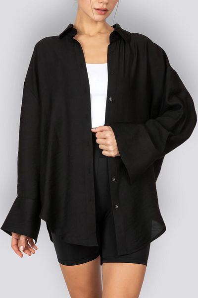 HOX'S Talpă |   Cămașă oversize din viscoză - neagră