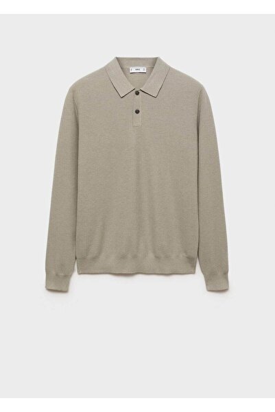 MANGO Man Uzun kollu kalıplı triko polo gömlek