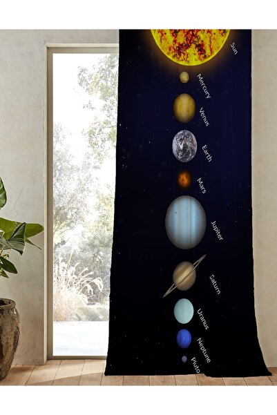 GREENDECOR Space Earth Planet Sun Universe Κουρτίνα με μοτίβο ψηφιακής κουρτίνας με τύπωμα (ΜΟΝΟ ΦΥΛΛΟ) Μοντέρνα κουρτίνα φόντου