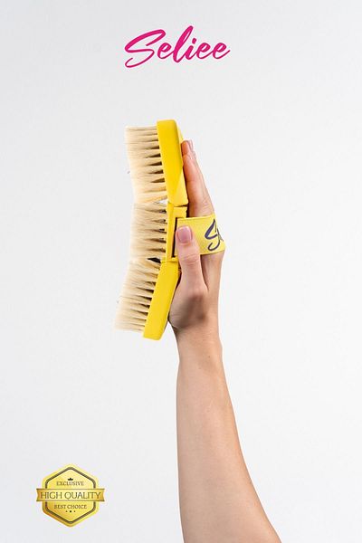 Seliee Ergonomic Natural Horsehair Cellulite Brush (with Storage Box Gift)