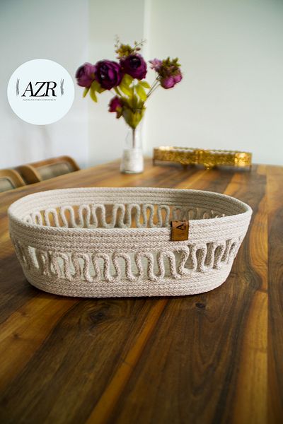 AZR HOME DESİGN Jute Wicker Basket Organizer White