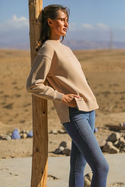 Whish Φούτερ Mara Sand Loose Fit με σχισμή