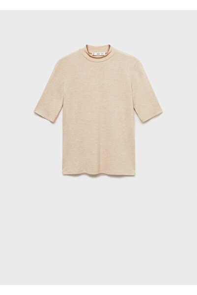 MANGO Woman Κοντομάνικο πλεκτό μπλουζάκι