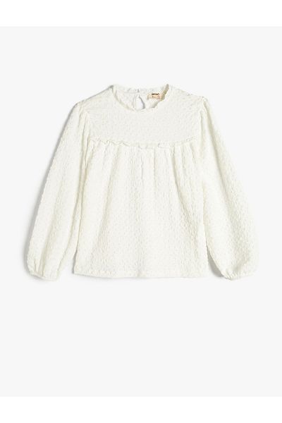 Koton Blouse Quilted Ruffle Detailed Elastic Cuffs