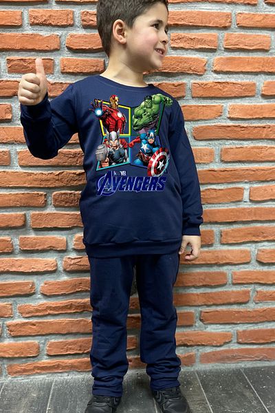 endudu Spider-Man- Green Giant Printed Stripe Flim Character Children's 2-Piece Set 100% Cotton
