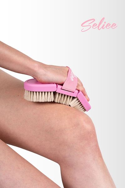Seliee Ergonomic Natural Horsehair Cellulite Brush (with Storage Box Gift)