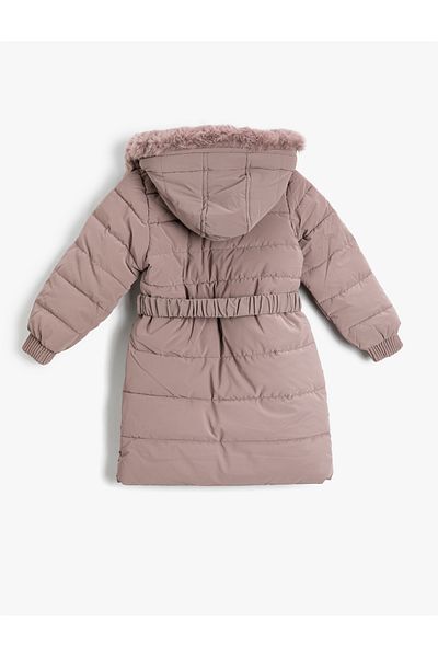 Koton Hooded Long Puffer Jacket - Faux Fur Lined with Pockets