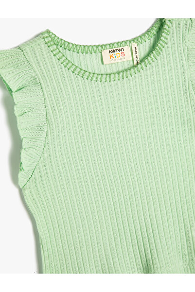 Koton Tank Top Ruffled Round Neck Ribbed Cotton