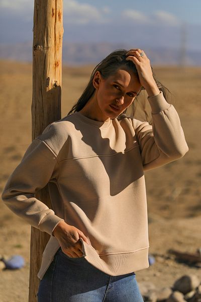 Whish Φούτερ Mara Sand Loose Fit με σχισμή