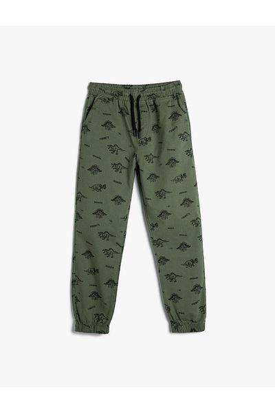 Koton Dinosaurier-Jogginghose, gebundene Taille, erhöhte Baumwolle