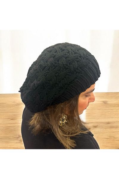 alsaccessories Women's Black Color Knitted Diamond Model Painter Model Hair Cap, Hat