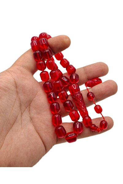 Han Ticarethane مسبحة صلاة من مسحوق العنبر المطرز باللون الأحمر