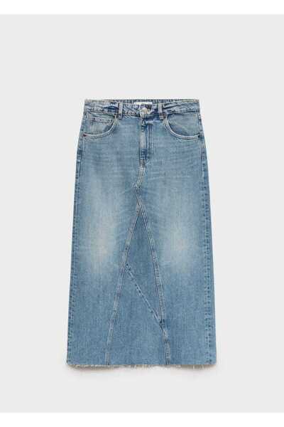 MANGO Woman Yırtmaçlı denim etek