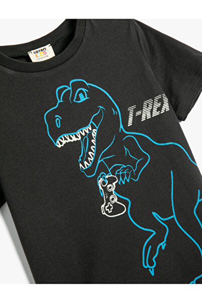 Koton Tričko s potiskem dinosaura, krátký rukáv, kulatý výstřih, bavlna