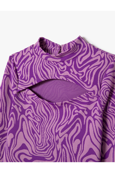 Koton Tričko s dlouhým rukávem s okýnkovým límcem s detailním stojánkem