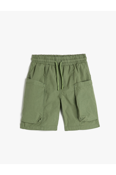 Koton Cargo Shorts Tie Waist Side Pockets Cotton