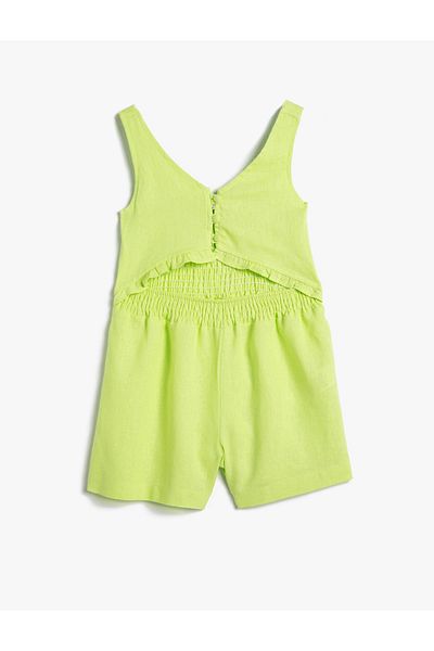 Koton Overall aus Leinenshorts mit Fensterdetail und Trägern