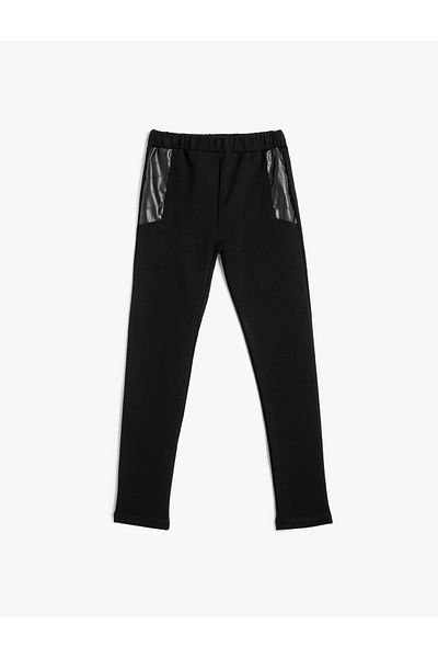 Koton Leggings mit Kunstlederdetails und elastischem Bund