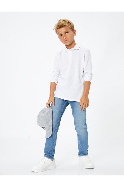Koton Denim Trousers with Adjustable Elastic Waist, Narrow Leg Pocket Cotton - Slim Jean