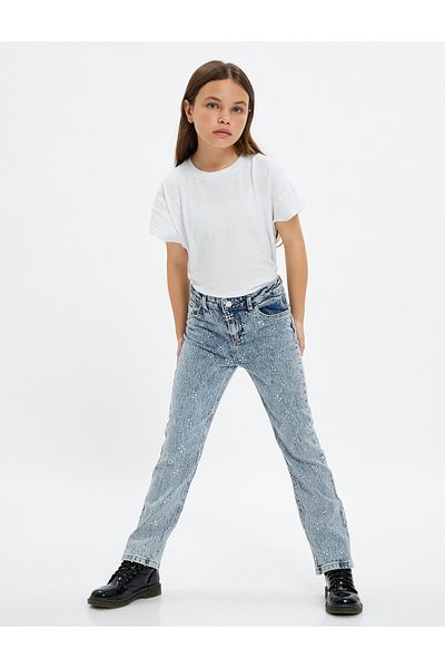 Koton Jeanshose aus Baumwolle mit Paillettendetail – normale Jeans