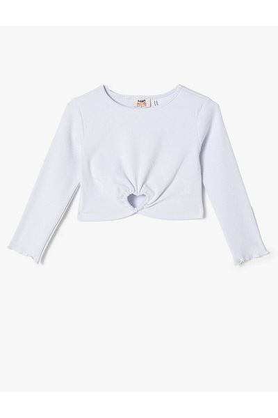Koton Košilková halenka Crew Neck Dlouhý rukáv Srdce Okno Detailní Bavlna