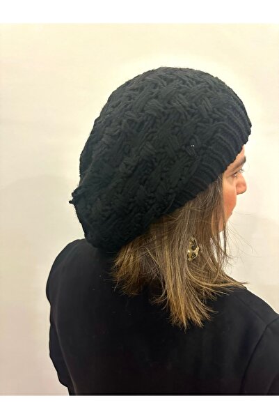 alsaccessories Women's Black Color Knitted Diamond Model Painter Model Hair Cap, Hat