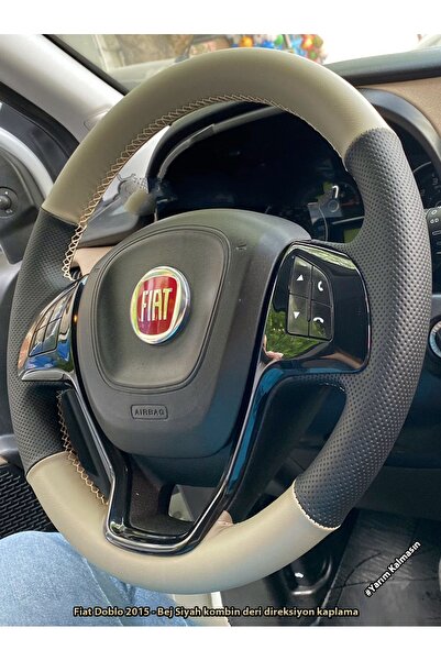 imza direksiyon kılıfı Fiat Doblo D4 Araca Özel Direksiyon Kılıfı (KREM DERİ ...