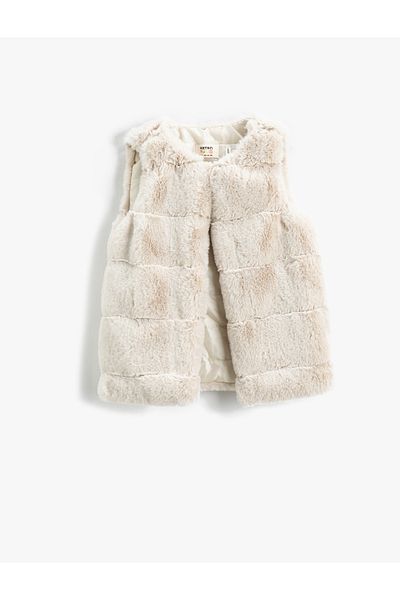 Koton Round Neck Plush Vest - Sleeveless