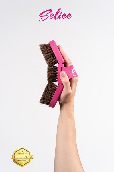 Seliee Ergonomic Natural Horsehair Cellulite Brush (with Storage Box Gift)
