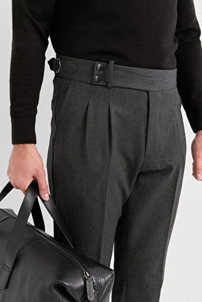 AEK FIORE Erkek Gri Pileli Kumaş Pantolon