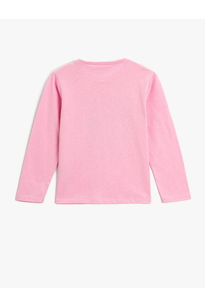 Koton Tricou cu mânecă lungă cu gât crew din bumbac imprimat cu pisici