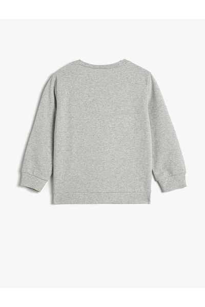 Koton Cotton Tiger Printed Raised Crew Neck Sweatshirt