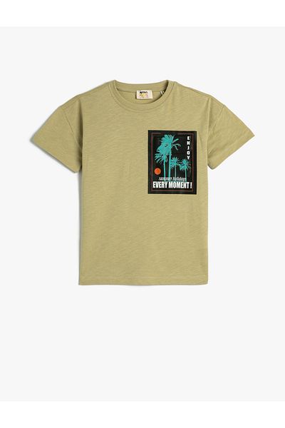 Koton Tricou cu mânecă scurtă, buzunar cu clapă, detaliat, bumbac, cu gât