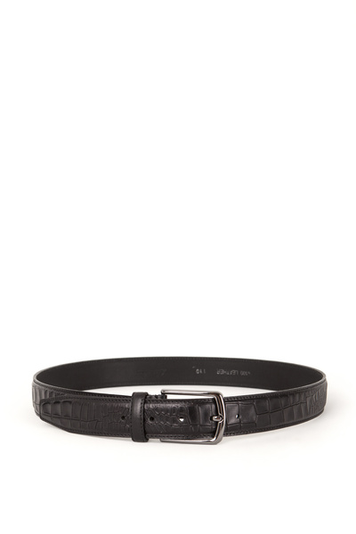 Dericlub Чоловічий класичний ремінь Kroko - 3,5 см, натуральна шкіра, чорний 508