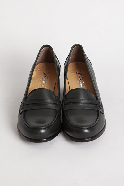 Dericlub Dericlub Women's Square Heels Classic Shoes Real Leather Br 04045 Khaki