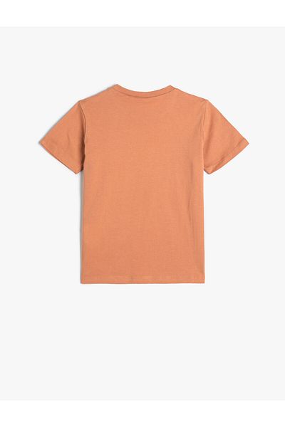 Koton Cotton Short Sleeve T-Shirt - Crew Neck, Slogan Printed
