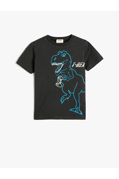 Koton T-Shirt Dinosaur printed κοντό μανίκι Crew λαιμόκοψη από βαμβάκι